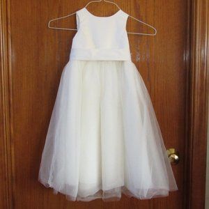 David's Bridal Ivory Bow Belt Flower Girl Dress 3